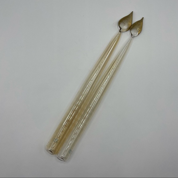 Pair of Vintage Italian Glass Candles